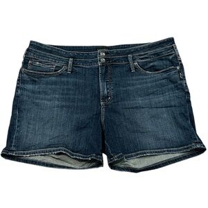 Silver Jeans Suki Shorts Cotton Dark Wash Stretch Denim Shorts Women’s Plus 22